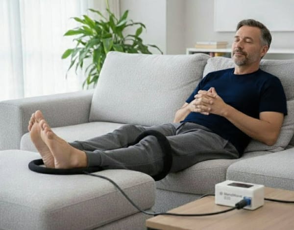 Man using Mendwave G20 dual PEMF Device